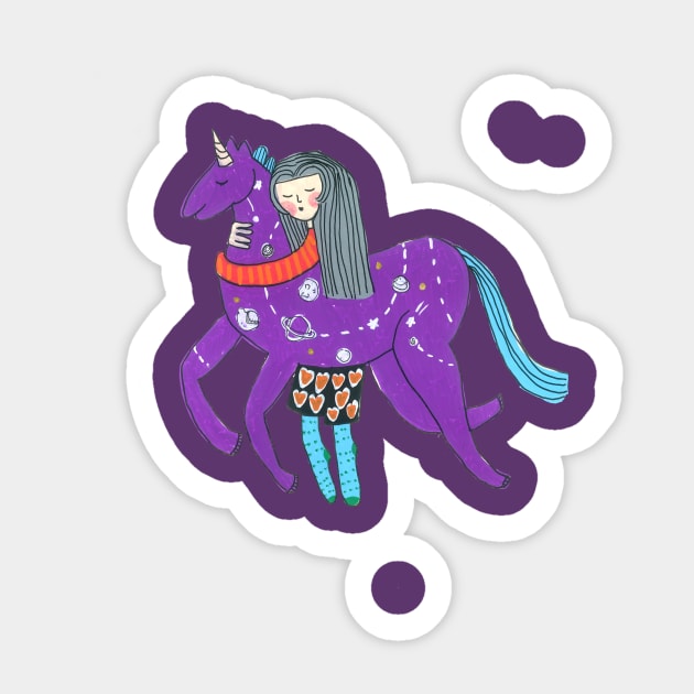 Purple Unicorn Sticker by DoodlesAndStuff